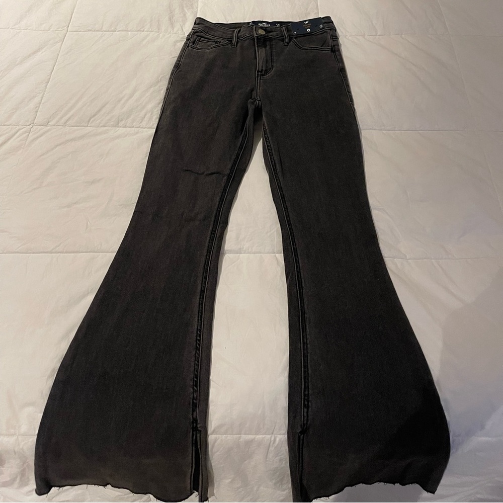 nwt hollister black high rise flare jeans
